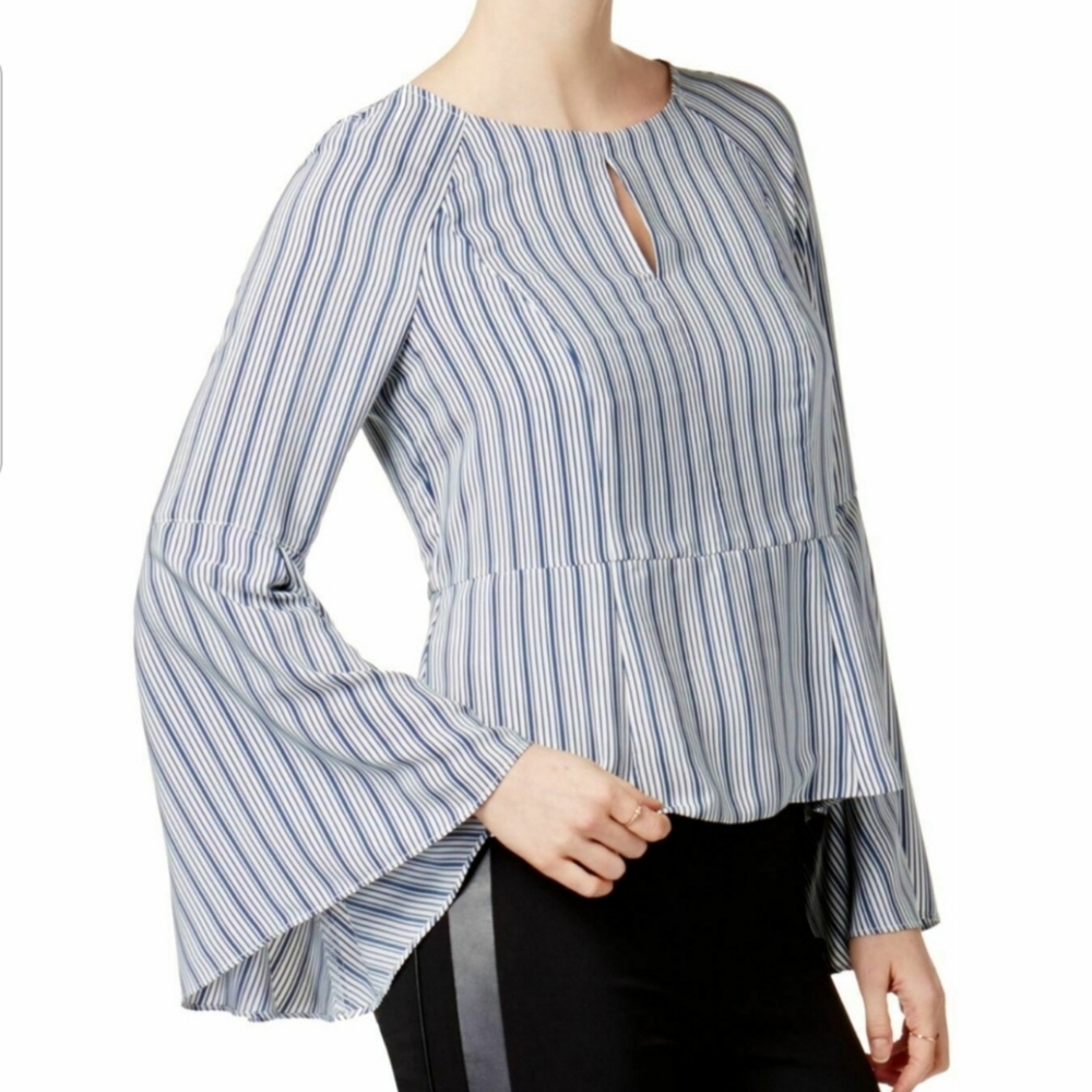 🆕️ BAR III | Striped Bell-Sleeve Top White Combo